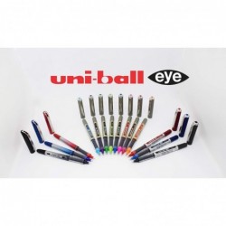 uni-ball Ultimate Eye Rollerball-Stifteset mit schwarzer, blauer und roter Tinte. Breit 1,0 mm, fein 0,7 mm, Mikro 0,5 mm, Nadel 0,4 mm Kugelschreiberspitze + Signo Gelstift. Farb- und wasserfeste flüssige Uni Super-Tinte. 13er-Pack