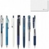 Blauschwarzer Gelstift-Sampler, feine/mittlere/dicke Spitze, blauschwarze Tinte, 7-teiliger japanischer Gel-Kugelschreiber und Tintentestkarten-Set