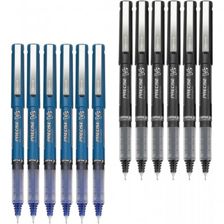 Pilot Precise V5 Stick Rolling Ball Pens, extra feine Spitze, 6 Schwarz, 6 Blau (Dutzend-Kombipack)