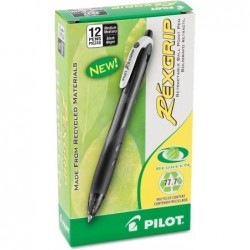 Pilot 32370 RexGrip BeGreen Druckkugelschreiber, schwarze Tinte, 1 mm, Dutzend