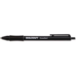 7520015425943 SKILCRAFT EconoGard Kugelschreiber, einziehbar, Mittel 1 mm, schwarze Tinte, schwarzer Schaft, Dutzend