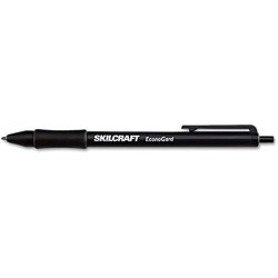 7520015425943 SKILCRAFT EconoGard Kugelschreiber, einziehbar, Mittel 1 mm, schwarze Tinte, schwarzer Schaft, Dutzend