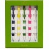 Kate Spade New York 5er-Set schwarzer Tintenstifte, Druckstifte aus glattem Kunststoff, Rugby-Streifen