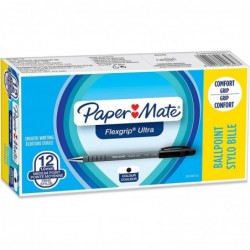 Paper Mate Flexgrip Ultra-Kugelschreiber | Mittlere Spitze (1,0 mm) | Schreibstifte und Schreibwaren | Schwarzes Stifteset | 12 Stück