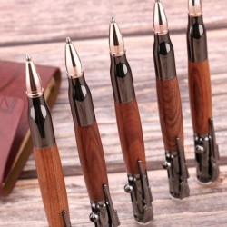 3 Sets Bullet Pens, Bolt Action Pen, schwarze Tinte, Gewehrstift, Holzkugelschreiber mit Geschenkbox für Thanksgiving, Weihnachten, Vatertagsgeschenke, Gold, Silber, Grau