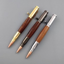 3 Sets Bullet Pens, Bolt Action Pen, schwarze Tinte, Gewehrstift, Holzkugelschreiber mit Geschenkbox für Thanksgiving, Weihnachten, Vatertagsgeschenke, Gold, Silber, Grau