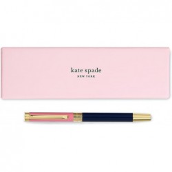 Kate Spade New York Kugelschreiber mit schwarzer Tinte und wiederverwendbarer Geschenkbox, professioneller Bürostift für Frauen, akzeptiert Standardminen (Pink/Marineblaues Farbblockdesign)