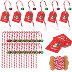 36 Stück Weihnachts-Kugelschreiber in Zuckerstangenform mit 36 Stück Weihnachtsgeschenkkarten, Zuckerstangen-Stifte mit Glöckchen, süße Weihnachtsstifte mit schwarzer Tinte, Geschenk für Weihnachtsbürobedarf (heller Stil)