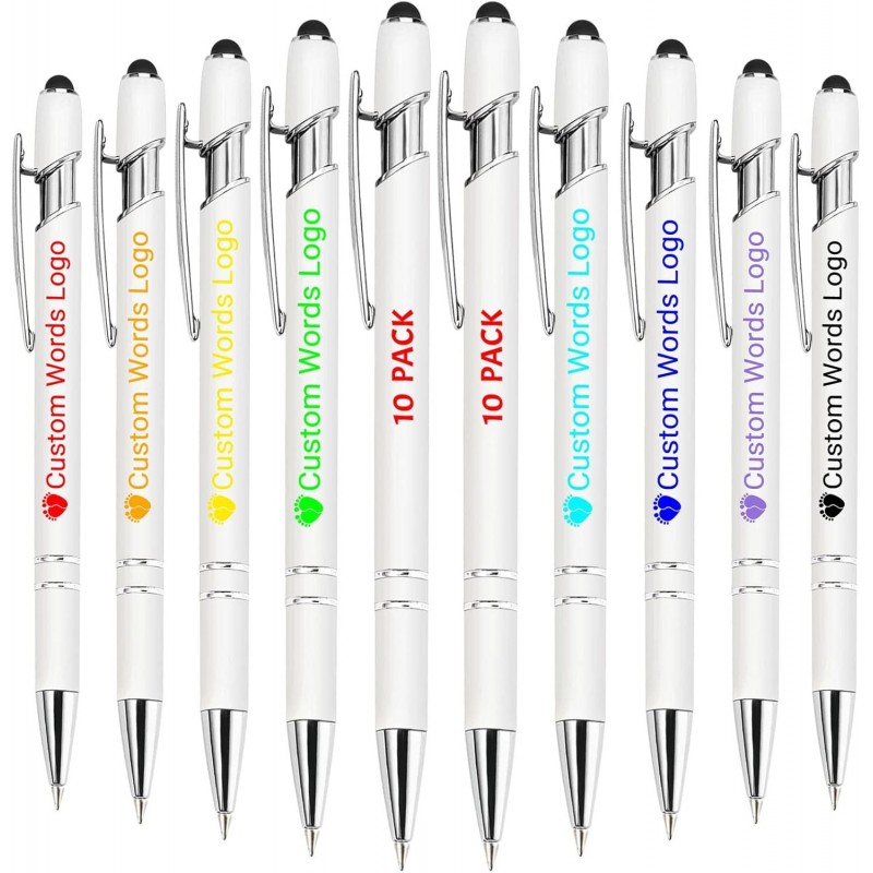 Personalisierter Stift mit Namen, individuelle Kugelschreiber, aufgedruckter Text, Logo, weicher schwarzer Tintenstift, individuelles Geschenk für Frauen und Männer, Geschäft, Geburtstag, Abschluss, 10er-Pack