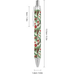 Kugelschreiber mit weihnachtlichem Stechpalmenbeeren-Muster, feine Spitze (0,5 mm), einziehbare Stifte zum sanften Schreiben, Gelschreiber mit schwarzer Tinte, 4 Stück