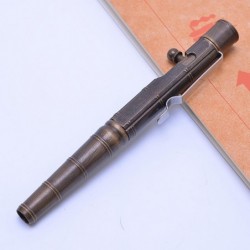 Personalisierter Bolt Action Pen, individueller Text oder Logo, Messing-Kugelschreiber mit Metallclip, Arthritischer Business-/Büro-EDC-Taschenstift für taktische Verteidigung (Bambusform – Bronze)