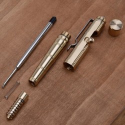 Personalisierter Bolt Action Pen, individueller Text oder Logo, Messing-Kugelschreiber mit Metallclip, Arthritischer Business-/Büro-EDC-Taschenstift für taktische Verteidigung (Bambusform – Bronze)