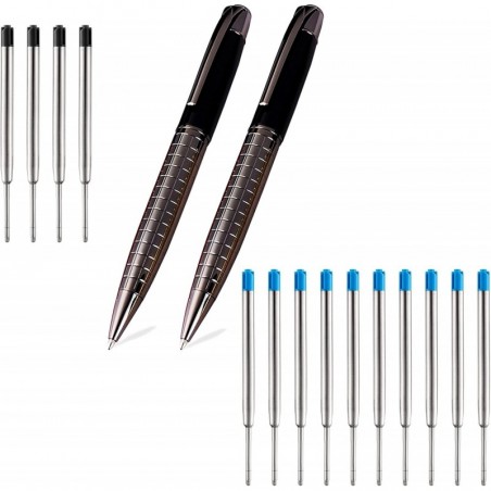 Obacle-Kugelschreiber und mittelgroße 1,0-mm-Kugelschreiberminen (2er-Pack schwarze Stifte und 4er-Pack schwarze Minen und 10er-Pack blaue Minen)