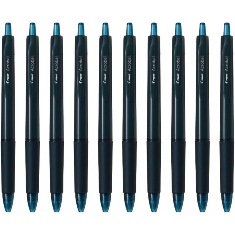 Pilot Acroball Druckkugelschreiber, 0,5 mm feine Spitze, schwarze Tinte auf Ölbasis, tiefgrünes Gehäuse mit Elastomer-Griff, BAB-15-DGB, 10er-Pack