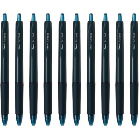 Pilot Acroball Druckkugelschreiber, 0,5 mm feine Spitze, schwarze Tinte auf Ölbasis, tiefgrünes Gehäuse mit Elastomer-Griff, BAB-15-DGB, 10er-Pack