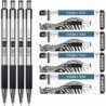 Zebra F-301 Druckkugelschreiber aus Edelstahl, feine Spitze, 0,7 mm, schwarze Tinte, 4er-Paket mit 0,7 mm, feine Spitze, schwarz, 4er-Pack, 8 Minen