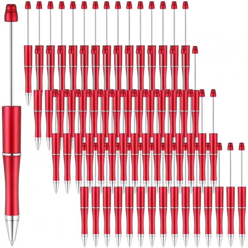 60 Stück Perlenstifte, Perlenstift in großen Mengen, süße coole DIY-Stifte, schwarze Tinte, Kugelschreiber für Kinder, Mädchen, Studenten, Lehrer, rot