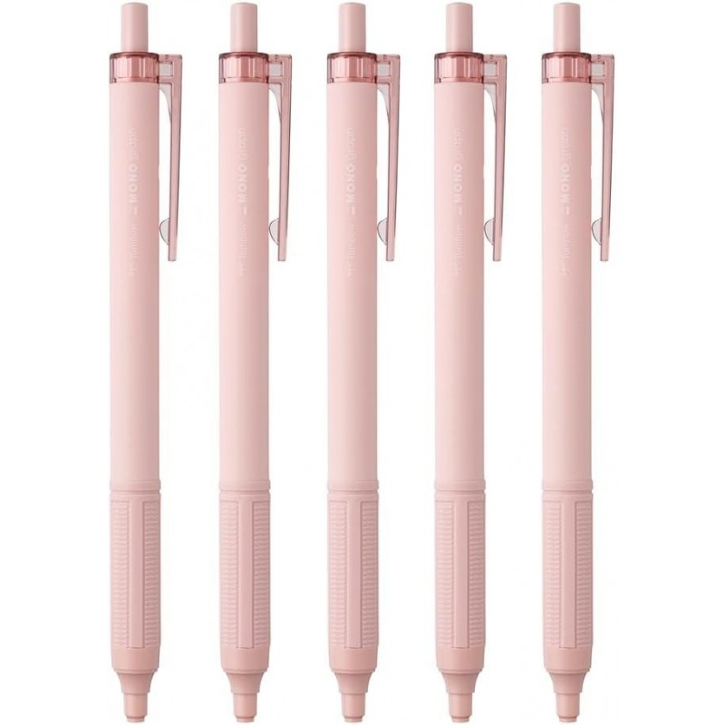 Tombow Permanent-Kugelschreiber, Monograph Light, 0,38 mm, schwarze Tinte, Smoky Pink Axis, 5er-Pack, BC-MGLU85-5P