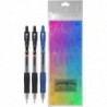 Pilot G2 Premium Gel-Tintenroller, einziehbar, extrafeine Spitze (0,5 mm), schwarze/blaue Tinte, 3er-Pack; nachfüllbar und Premium-Komfortgriff, Paket mit wiederverwendbarer Plastikhülle