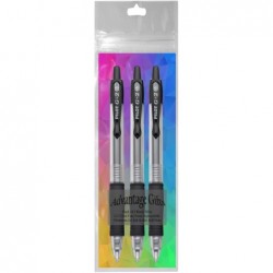 Pilot G2 Einziehbarer Premium-Geltinten-Rollerkugelschreiber, ultrafeine Spitze (0,38 mm), schwarze Tinte, 3er-Pack; nachfüllbar und Premium-Komfortgriff-Paket mit wiederverwendbarer Kunststofftasche