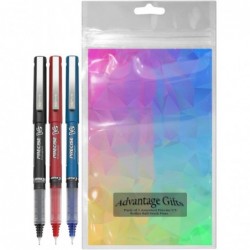 Pilot Precise V5 Stick Rolling Ball Pens, extra feine Spitze (0,5 mm), verschiedene Farben, schwarze/blaue/rote Tinte, 3er-Pack; Paket mit wiederverwendbarer Plastikhülle