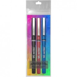 Pilot Precise V5 Stick Rolling Ball Pens, extra feine Spitze (0,5 mm), verschiedene Farben, schwarze/blaue/rote Tinte, 3er-Pack; Paket mit wiederverwendbarer Plastikhülle