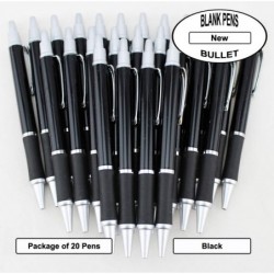 EZPENCILS & GIFTS Blanko-Stifte in Großpackung – Farbige Kugelschreiber – Silberne Akzente und schwarzer Griff – Schwarze Tinte – Kugelschreiber – Schwarzer Korpus – 20 Stück