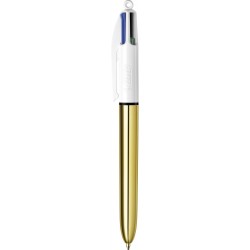 Bic 4 Colours Shine Kugelschreiber, mittlere Spitze (1,0 mm), Schaft in Metallic-Gold, Schachtel mit 12 Stück