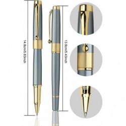 YIVONKA-Stift, personalisierter individueller Stift, Tintenroller, kostenlose Gravur, Kugelschreiber, Büro-Kugelschreiber, mittelgroßer Nachfüllstift, schwarze Tinte, Geschenke für Männer, Frauen, edle Geschenkbox (blau)