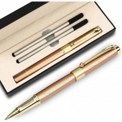 1314 Stift mit kostenloser Gravur, kostenlose personalisierte Anpassung, Rollerball-Stift in Roségold, Kugelschreiber, Kugelschreiber, Stift mit mittlerer Mine und schwarzer Tinte, individuelle Geschenke für Männer und Frauen, edle Geschenkbox (Roségold, Stil 2)