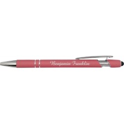 Express Pencils Pastellfarbene Premium-Stifte mit Stylus | Personalisierte Soft-Touch-Stifte aus Metall mit aufgedrucktem Namen und schwarzer Tinte – Aufdruck mit Logo oder Nachricht – 12 Stück/Packung (Pastellgrün)