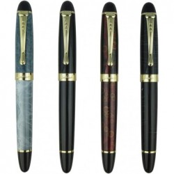 Jinhao 4-teiliges X450 Füllfederhalter-Set, 4 Farben (Blau, Schwarz, Rot, Ice Cracks), mittlere Feder mit Tintenkonverter, goldene Verzierung, Geschenketui