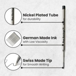 Pen Savings Kugelschreiberminen, kompatibel mit Sheaffer-Kugelschreibern, K-Stil, 10er-Pack, mittlere Spitze, sanftes Schreiben, 1,0 mm Spitze (sortiert (5 Schwarz/5 Blau))