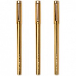 Kate Spade New York Stifte mit feiner Spitze, 3 Stifte mit schwarzer Tinte, Stifte mit feiner Spitze zum Notieren, Gold