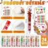 24 Sets Weihnachts-Kugelschreiber, mehrfarbig, 10-in-1, Druckkugelschreiber mit Weihnachtsgrußkarte, Schneemann, Rentier, Weihnachtsmann, 10-Farben-Stift für Kinder, Bürogeschenk, Weihnachtsparty-Gastgeschenke