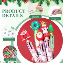 24 Stück 6-in-1-Weihnachtskugelschreiber, mehrfarbig, Druckkugelschreiber, 6-farbige Weihnachtsstifte, Großpackung mit Weihnachtsbaum, Weihnachtsmann, Schneemann, Weihnachtsparty-Geschenken, Geschenken zum Jahresende für Schüler und Lehrer