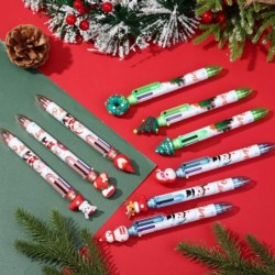 24 Stück 6-in-1-Weihnachtskugelschreiber, mehrfarbig, Druckkugelschreiber, 6-farbige Weihnachtsstifte, Großpackung mit Weihnachtsbaum, Weihnachtsmann, Schneemann, Weihnachtsparty-Geschenken, Geschenken zum Jahresende für Schüler und Lehrer