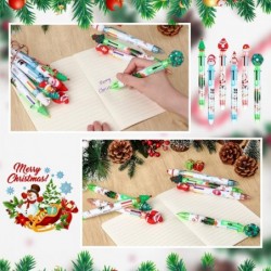 24 Stück 6-in-1-Weihnachtskugelschreiber, mehrfarbig, Druckkugelschreiber, 6-farbige Weihnachtsstifte, Großpackung mit Weihnachtsbaum, Weihnachtsmann, Schneemann, Weihnachtsparty-Geschenken, Geschenken zum Jahresende für Schüler und Lehrer