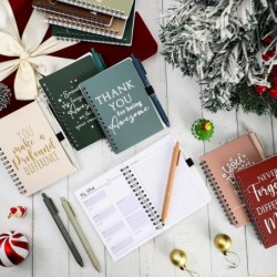 20 Stück/10er-Set Weihnachtsgeschenke als Anerkennung für Mitarbeiter, A6 Kraft-Notizbücher und motivierende Kugelschreiber, To-Do-Liste, Notizblöcke, inspirierende Notizblöcke (fröhliche Farben)