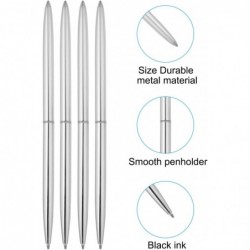 PATIKIL 25-teiliger schmaler Metall-Kugelschreiber, 1,0 mm, einziehbarer metallischer Drehstift mit schwarzer Tinte, Schreibstift für Home-Office-Zubehör, Silberton