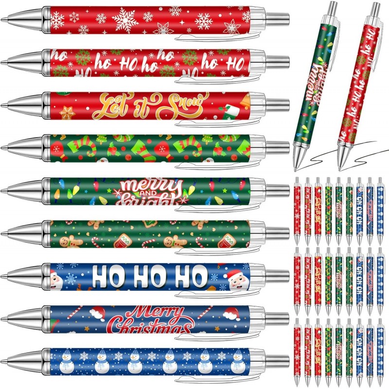 Cholemy 36 Stück Weihnachtsstifte, Weihnachts-Gelstifte, Großpackung, Weihnachts-Druckstift, 1 mm, Kugelschreiber mit schwarzer Tinte, buntes Weihnachtsgeschenk, süßes Schulmaterial, Schreibwaren für Partygeschenke, Büro, Zuhause, Haushalt