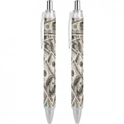 Geld USA Hundert-Dollar-Scheine Schwarze Kugelschreiber Feine Spitze 0,5 mm Druckkugelschreiber Flexibler runder Schaft Arbeitsstift 2 PCS, dsfjfcer4354