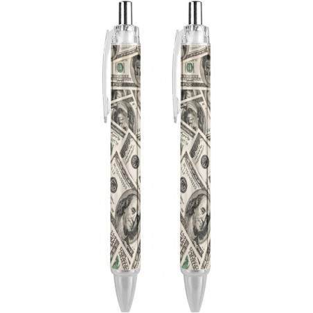 Geld USA Hundert-Dollar-Scheine Schwarze Kugelschreiber Feine Spitze 0,5 mm Druckkugelschreiber Flexibler runder Schaft Arbeitsstift 2 PCS, dsfjfcer4354