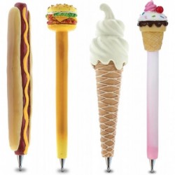 Klassische Lebensmittel-Kollektion, originelles Stifteset mit 4 Stück – Hotdog, Cheeseburger, Waffel, Eiscreme, lustiger Bürobedarf, Kugelschreiber für die Schreibtischdekoration in Schule und Büro