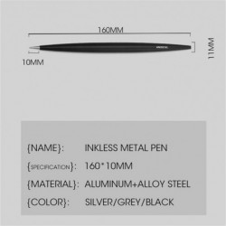 Everlasting Pen, magischer tintenloser Stift aus Metall, kreativer, dauerhafter, wiederverwendbarer Stift für die Ewigkeit als Geschenk für das Homeoffice oder die Schule (schwarz)