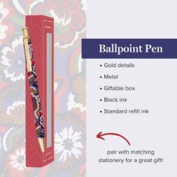 Vera Bradley Holiday-Kugelschreiber mit schwarzer Tinte und Geschenkbox, Metall-Klickstift akzeptiert Standardminen (Bossanova Bold)