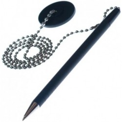 Sicherheitsstift - Schwarze Tinte - 12er-Pack - Sicherer Stift mit Klebesockel und Kette - Schreibtischstifte - Kugelschreiber mit mittlerer Spitze