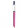 BIC 4 Colours Shine Kugelschreiber – Schachtel mit 12 Stück – Gehäuse in Metallic-Pink mit 4 Tintenfarben (Blau, Schwarz, Rot, Grün)