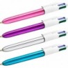 BIC 4 Colours Shine Kugelschreiber – Schachtel mit 12 Stück – Gehäuse in Metallic-Pink mit 4 Tintenfarben (Blau, Schwarz, Rot, Grün)