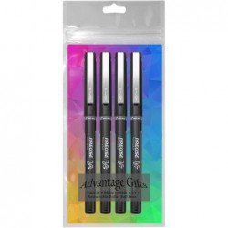 Pilot Precise V5/V7 Stick Rolling Ball Pens, feine und extrafeine Spitze, verschiedene Spitzen, schwarze Tinte, 4er-Pack; Paket mit wiederverwendbarer Plastikhülle